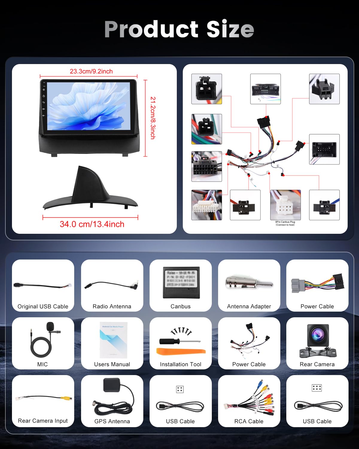 NHOPEEW Autoradio Android 2+64G per Ford Fiesta 2009-2017 con supporto per CarPlay wireless e Android Auto Mirror Link navigazione GPS comandi al volante 40 temi dell'interfaccia utente e video online