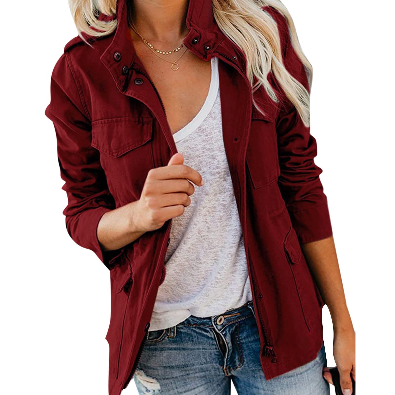 Generisch Manteau extra chaud pour le quotidien, manteau normal, coupe régulière, respirant, veste de loisirs, manches longues, couleur unie, manteau matelassé de ski pour femme