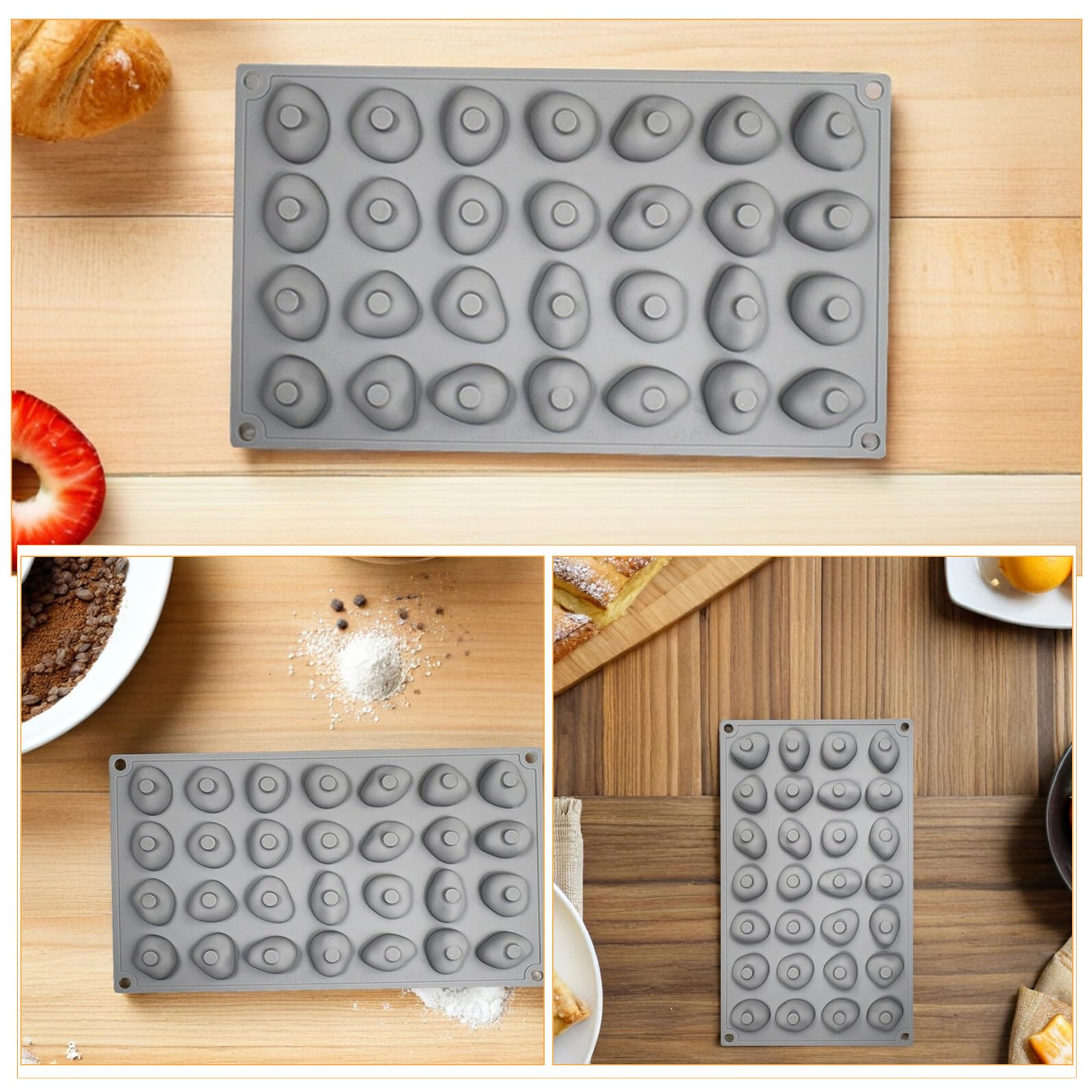 Hemobllo 2pezzi Stampo in Silicone per Ciottoli Cavità Forme di Pietra per Cioccolatini Mousse al Cioccolato Caramelle e Fondente Antiaderente Facile da Pulire e Trasportare