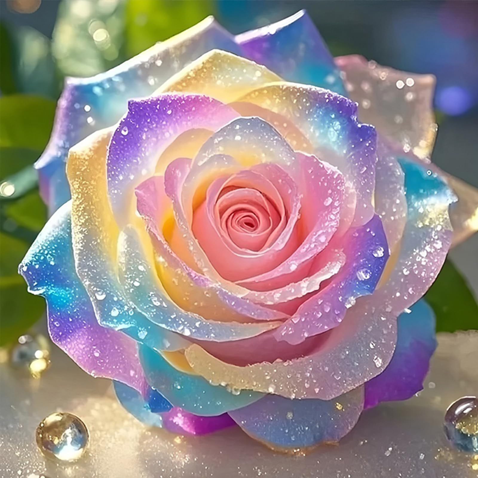 POETRYDRAW Colorful Roses 5D Round Drill Diamond Art 30x30cm