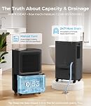 2,500 Sq.Ft Dehumidifier for Basement with Drain Hose, Max 36 Pints Dehumidifiers for Home, Bedroom, Bathroom & Garage, 40dB Quiet, 3 Modes, 0.53 Gal Tank, 24H Timer & Child Lock