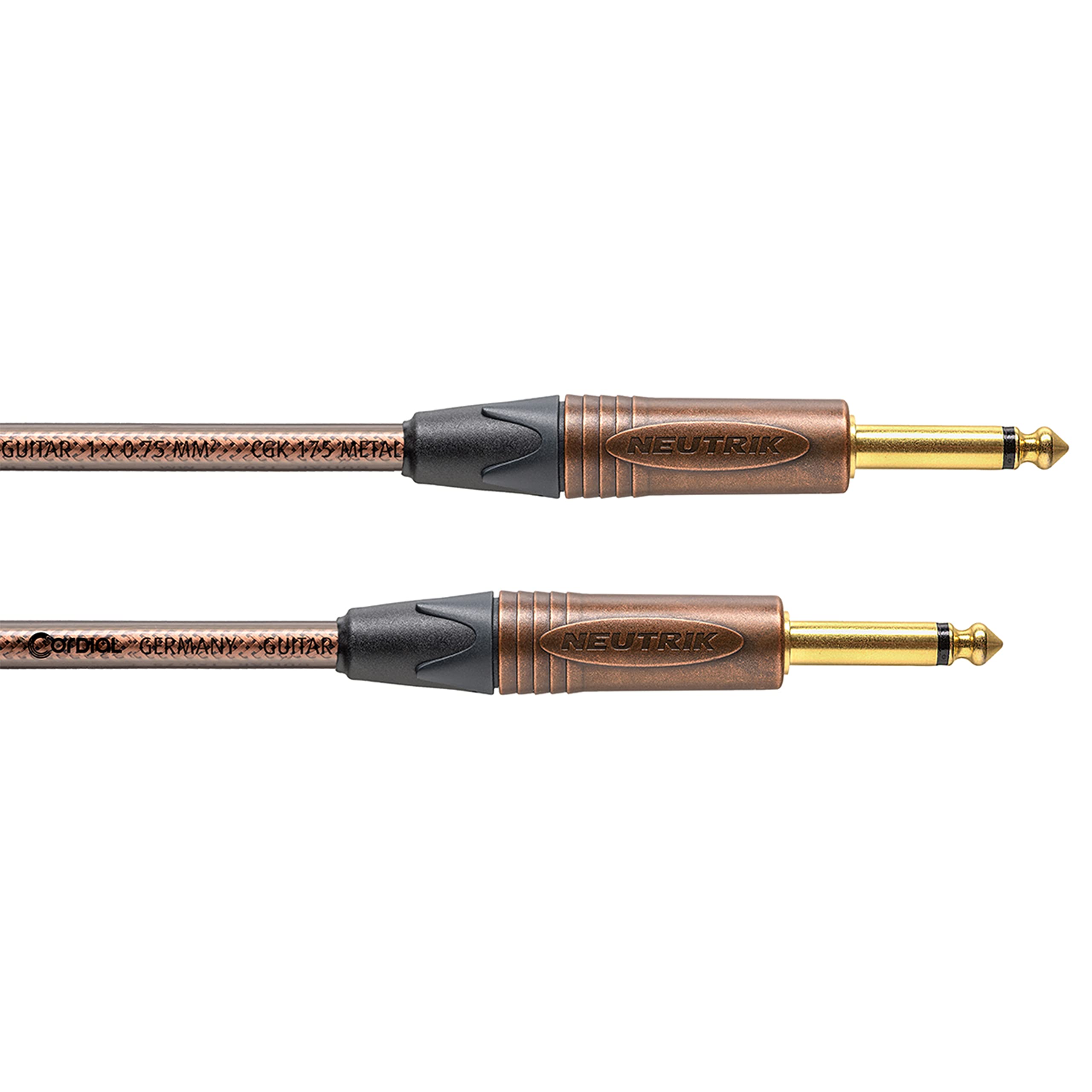 Cordial - Cavo Strumento 6m Jack TS Mono a Jack TS Mono, Connettori Neutrik Placcati Oro, Rivestimento Metallico, Alta Qualità Audio (CSI 6 PP-METAL)