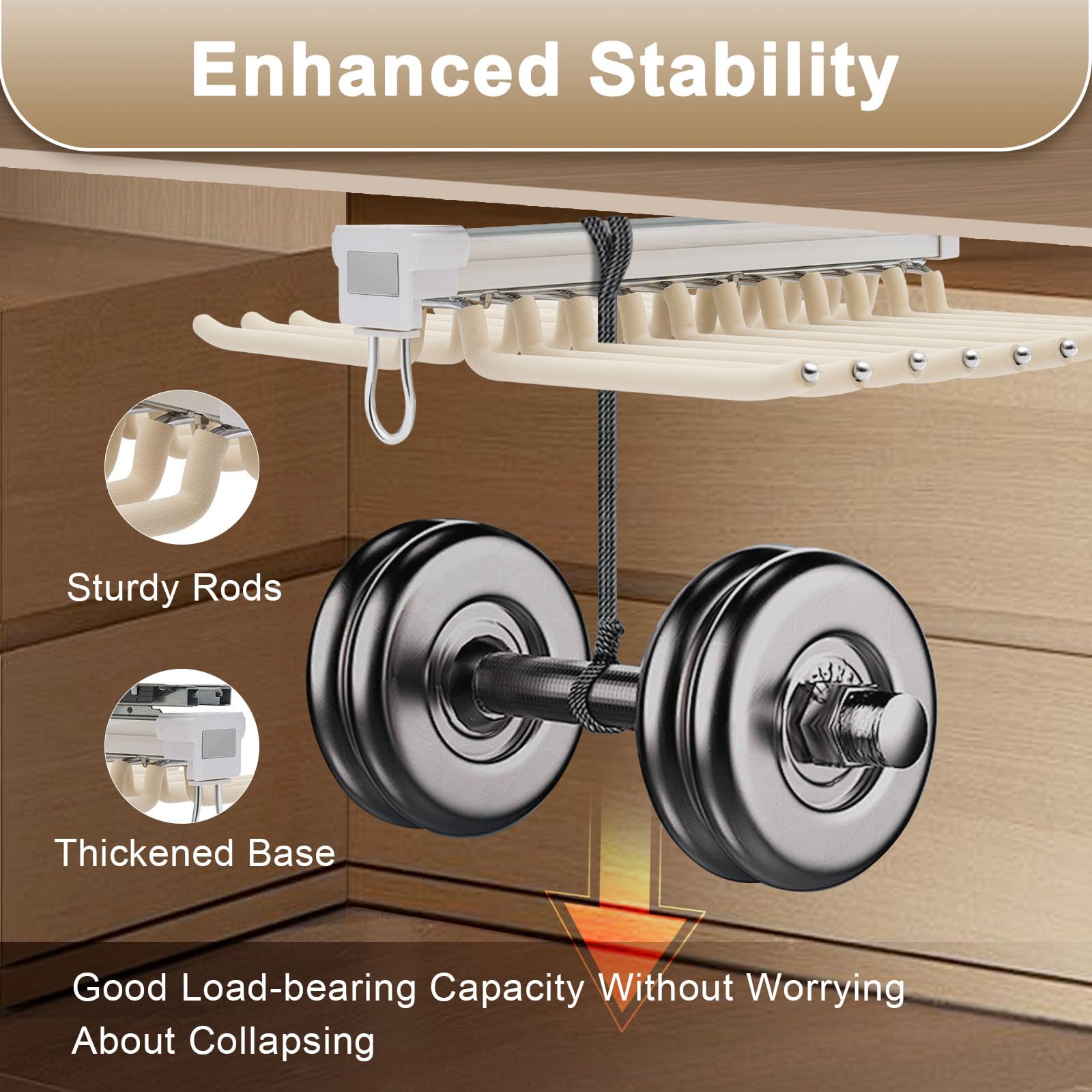 Hosenbügel Ausziehbarer Hosenhalter für Kleiderschrank, Multifunktion Hosenhalter Organizer aus Stahl, Platzsparend Ausziehbar Kleiderbügelhalter mit 22 Stangen, Hosenaufhänger Beige