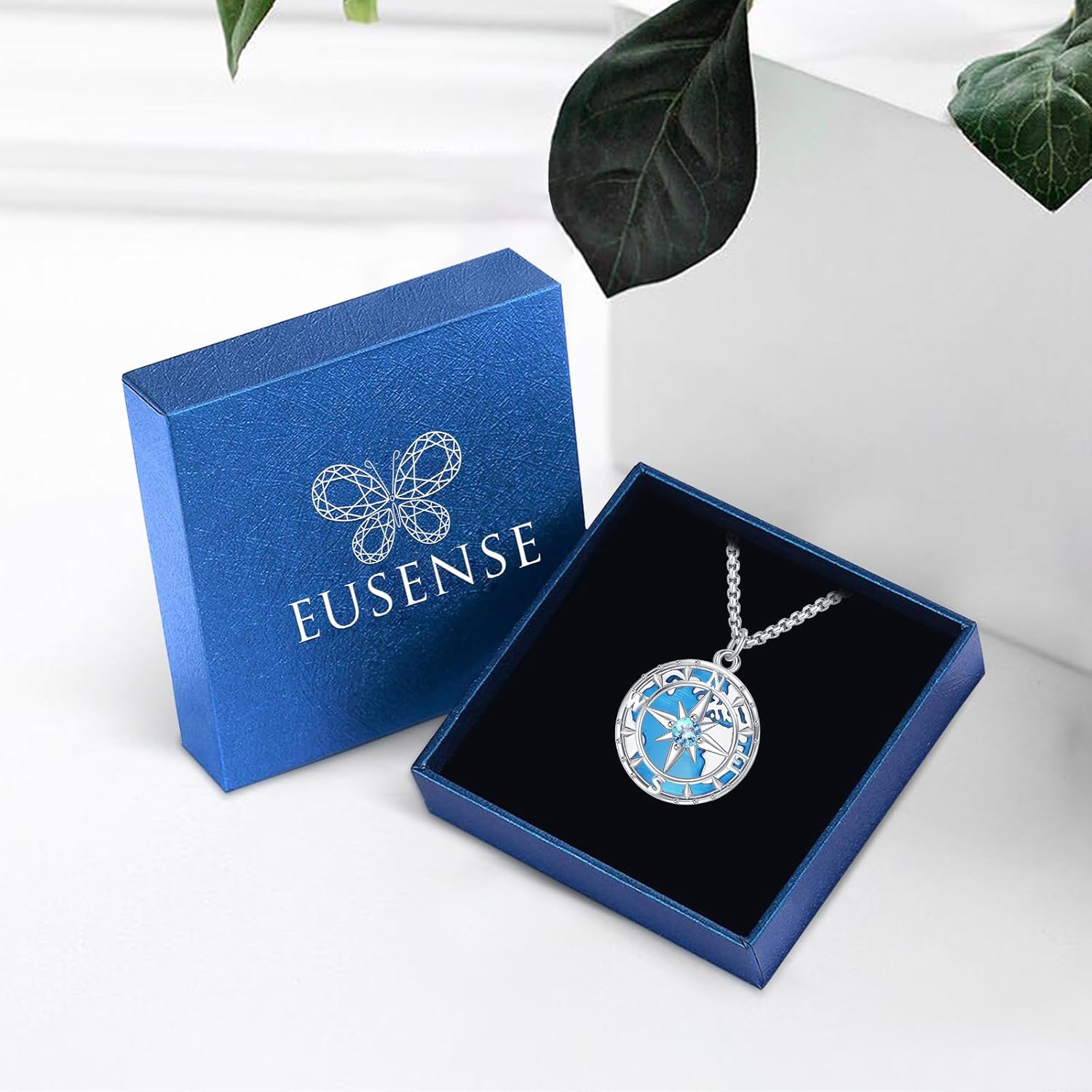 Eusense Compass Necklace for Women Men Sterling Silver 925 Compass Pendant Compass Jewelry Necklaces Gifts for Graduation Birthday Anniversary Valentine Wedding - Image 5