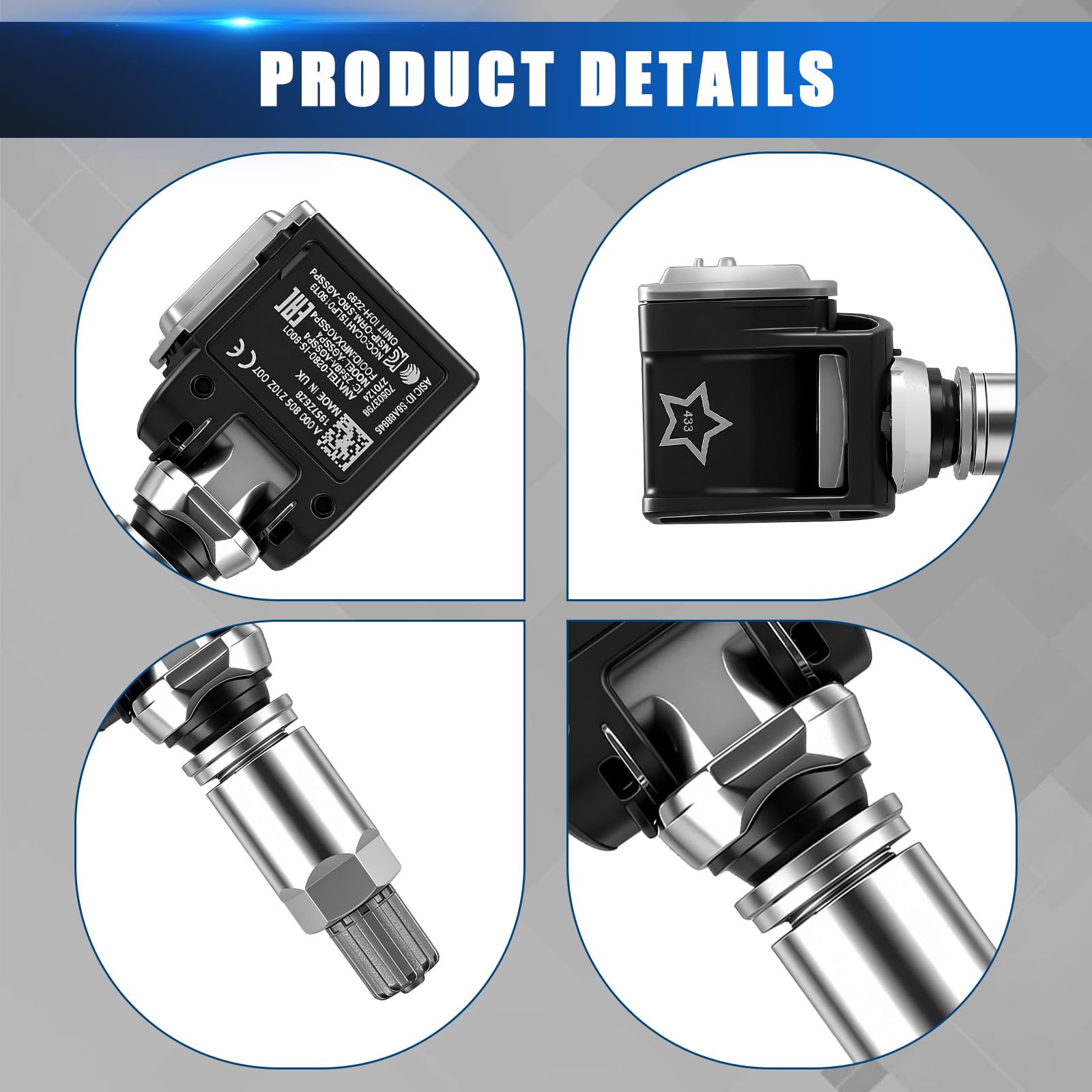 Sensore di Pressione dei Pneumatici Compatibile con Mercedes-Benz W213 S213 C238 RDKS TPMS A0009052102 0009052102 A000009052102-4 Pezzi