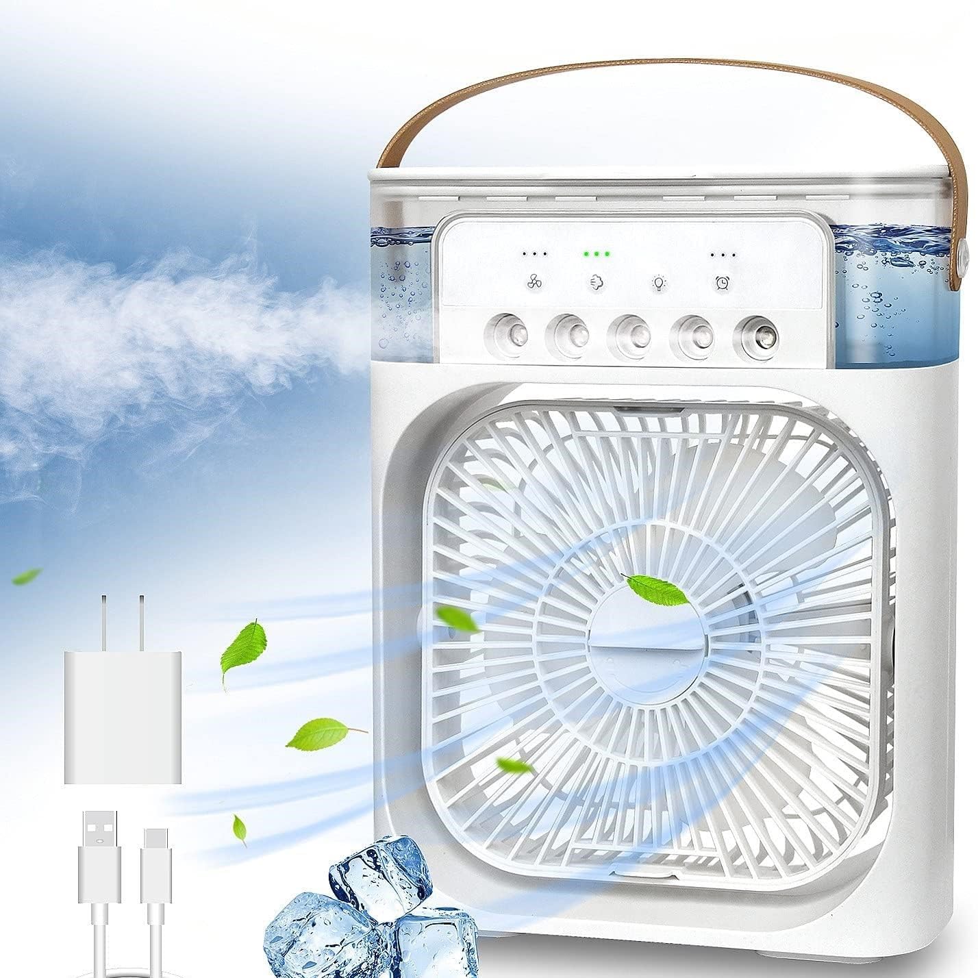 Portable Air Cooler, Mini Evaporative Fan with 7 Colour LED Light, 1/2/3 Hour Timer, 3 Wind Speeds, 3 Spray Modes for Office, Home, Dorm (B0D6GXMZVJ) Amazon Price History, Amazon Price Tracker