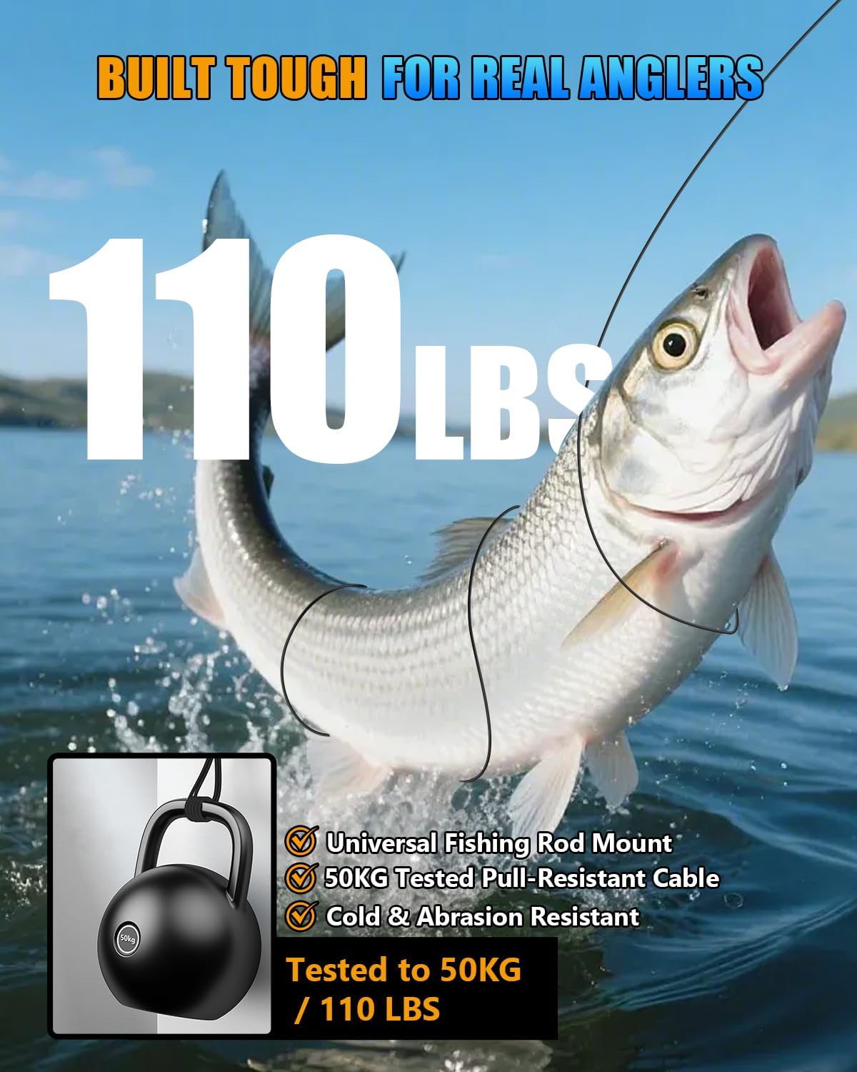 Underwater Fishing Camera 100ft, 7'' IPS 1200TVL HD Ice Fishing Camera Underwater, Fish Finder Camera for Ice Lake Boat Fishing w/ 6 White & 6 IR LEDs, IP68 Waterproof for Saltwater & Kayak