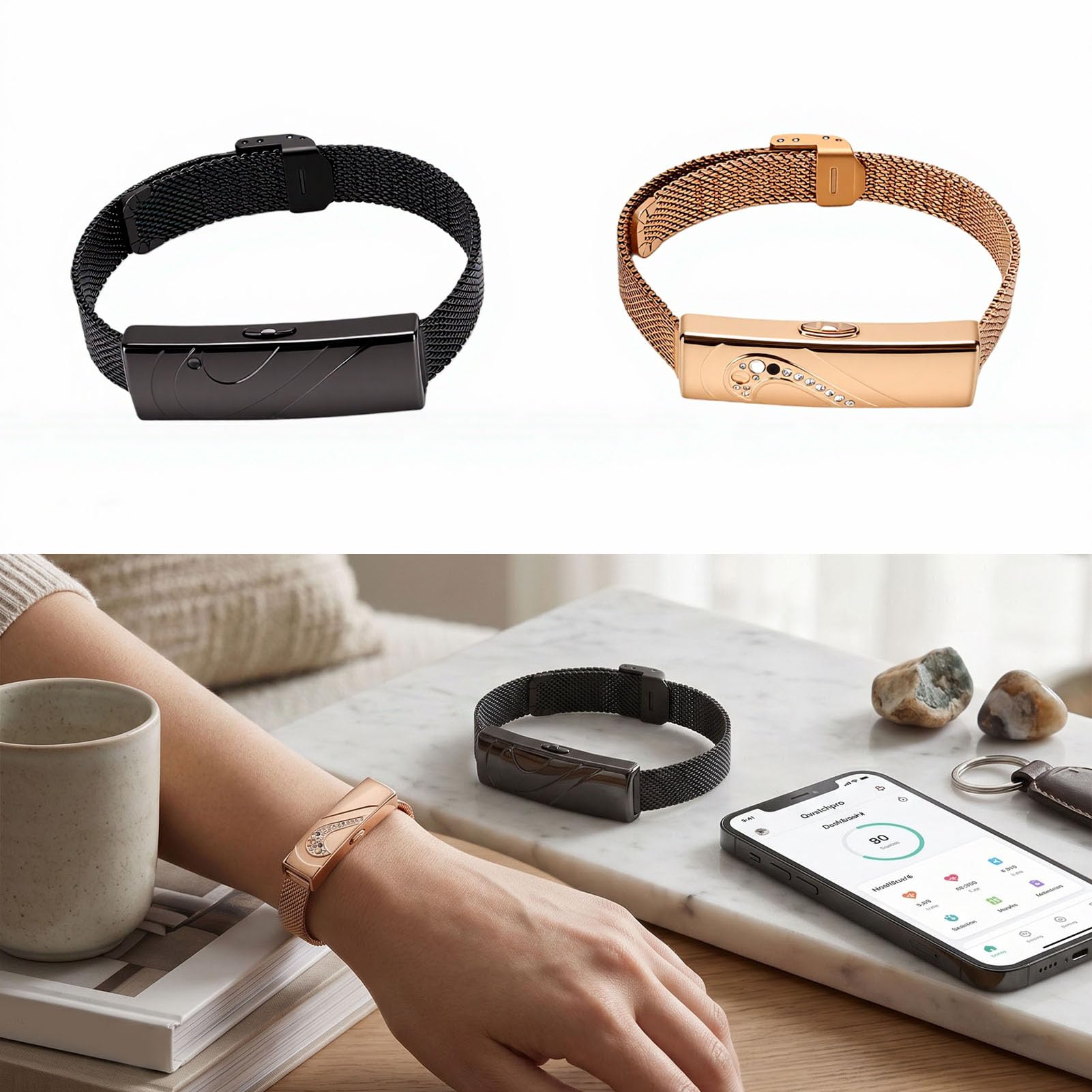 Pulsera Inteligente para Hombres y Mujeres, Rastreador de Actividad Física 170 + Modos Deportivos, Monitor de Sueño y Estrés 24/7, Pulsera para Parejas con Impermeabilización