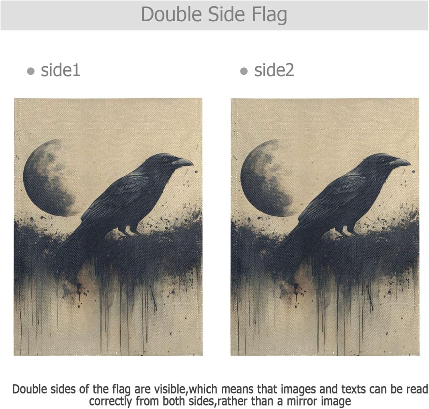Crow Moon Retro Burlap Garden Flag - Double Sided Garden Flags for Outside, House Yard, Outdoor Decorative Flag 28 x 40 Inch
