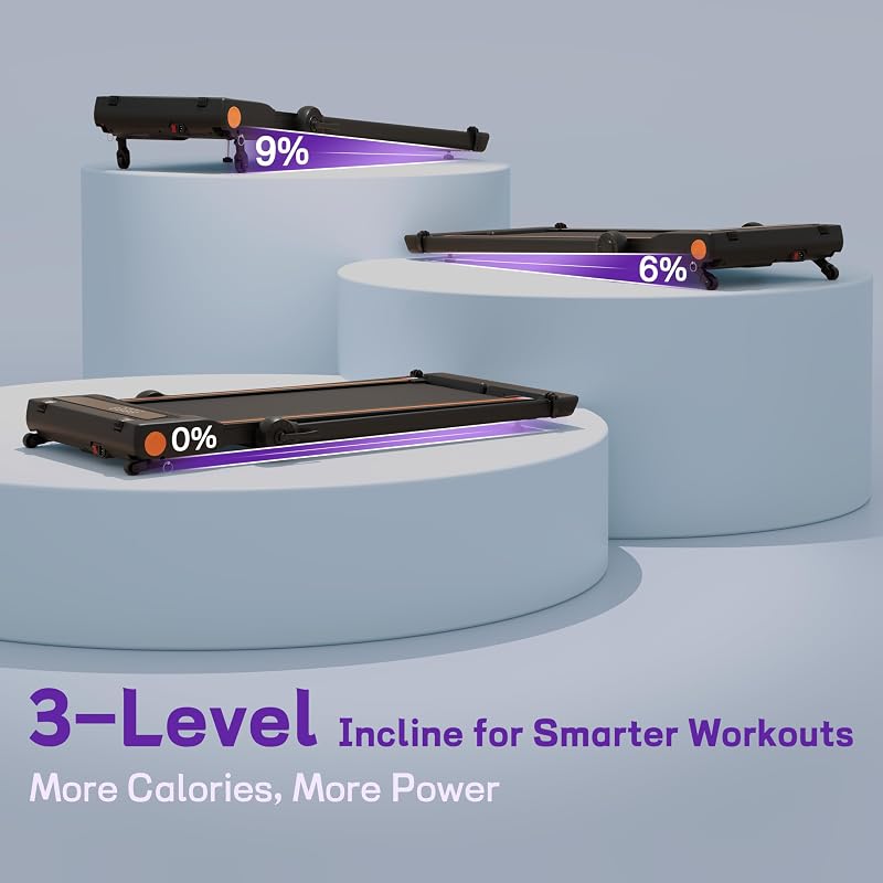 Foldable Incline Walking Pad Under Desk Treadmill with Handlebar & Remote image 3