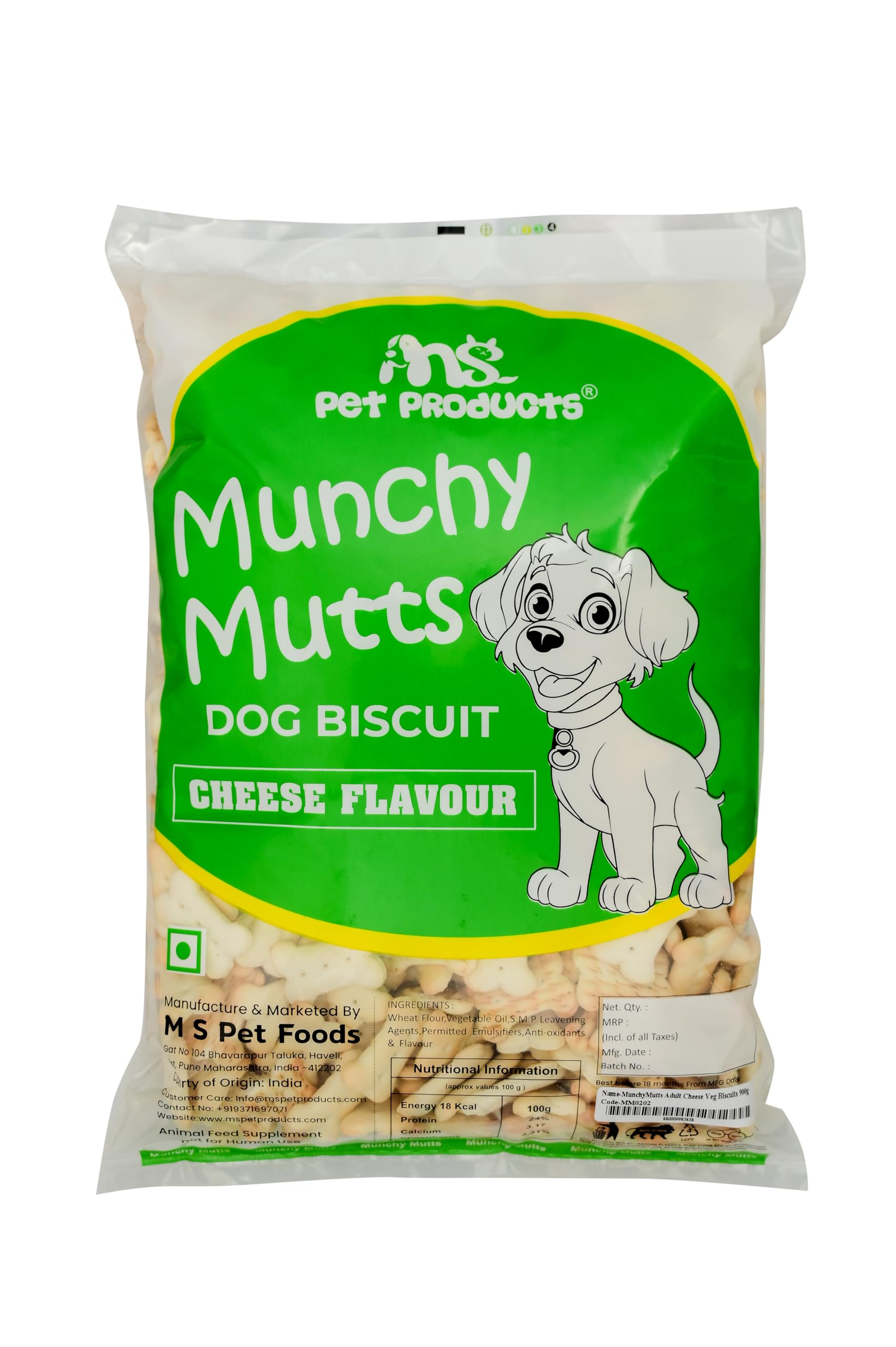 MunchyMutts Adult Dog Biscuits Veg Real Cheese Flavour 900 gram (Pack of 1)