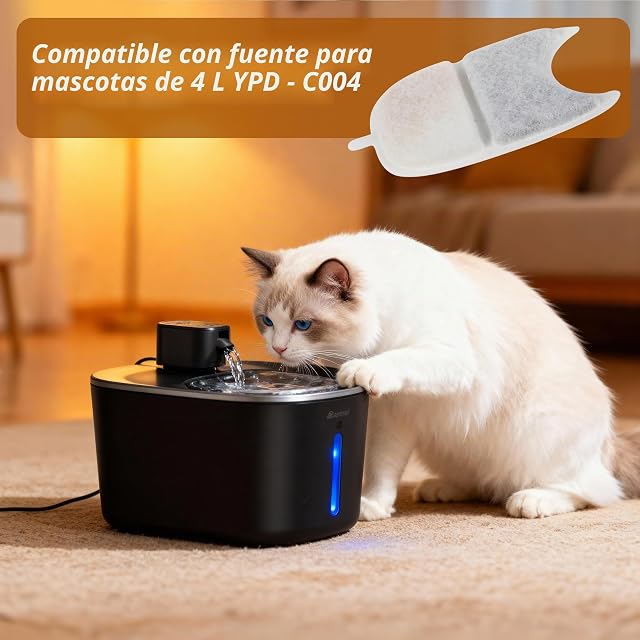 Foto 3 de 7 de 12 Filtros Fuente para Gatos para FEELNEEDY 4L para YPD-C004, 12 Esponjas Prefiltro y 12 Esponjas Bomba