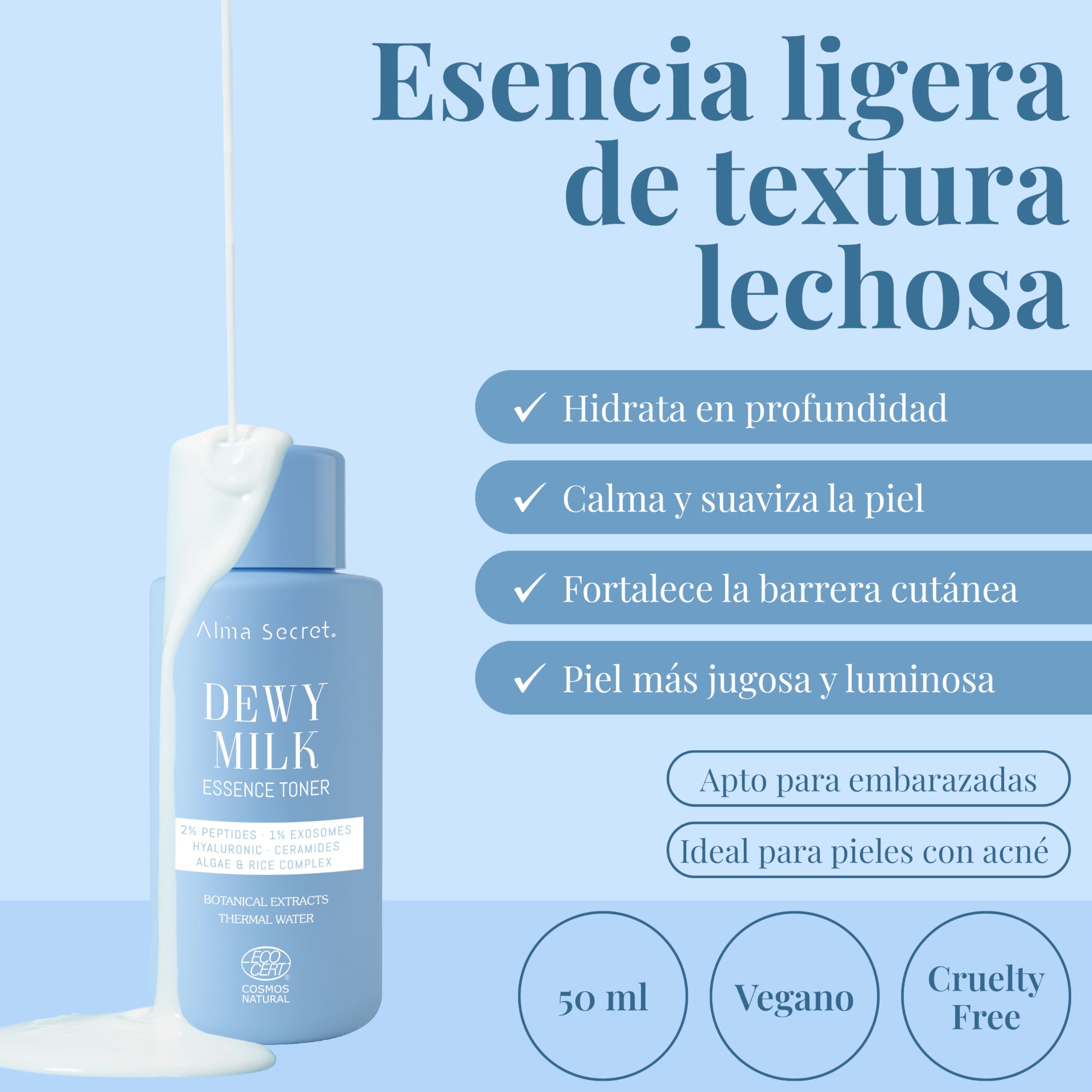 Alma Secret Mini Dewy Milk und Dewy Lift Rich Cream | Feuchtigkeitsspendende und straffende Gesichtscreme mit feuchtigkeitsspendender Creme und tonisierender Essenz | Geeignet für trockene Haut |