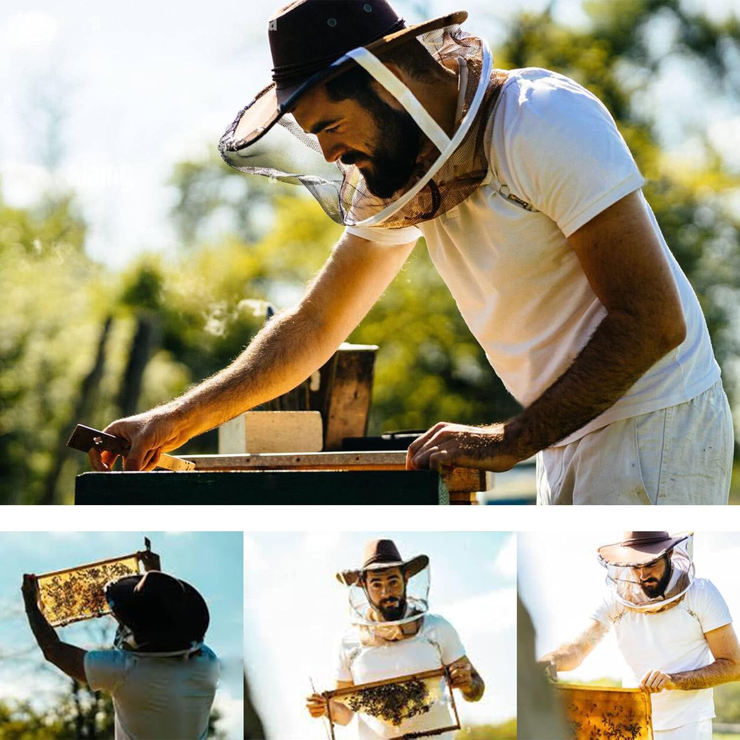 AukBeeFun Cowboy Beekeeper Hat with Veil Bee Veil Hat with Visibility Veil Outdoor Professional Beekeeping Protective Gear (1) - Image 8