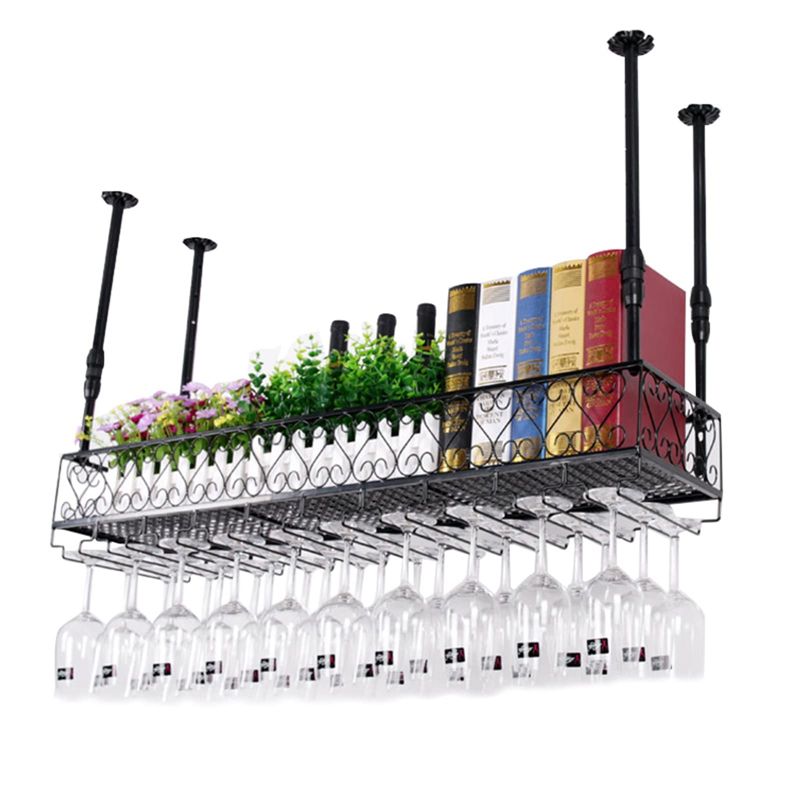 Étagère à verres inversée et porte-bouteilles mural gain de place