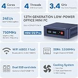 Beelink Mini PC 12e génération Alder Lake N100 (Turbo 3,4 GHz), Mini Ordinateur 16Go RAM DDR4 SSD 512 Go, Prend en Charge Deux écrans 4K indépendants, Wi-FI 6/BT5.2, Ethernet 2,5 G,Mini-PC de Bureau - 5