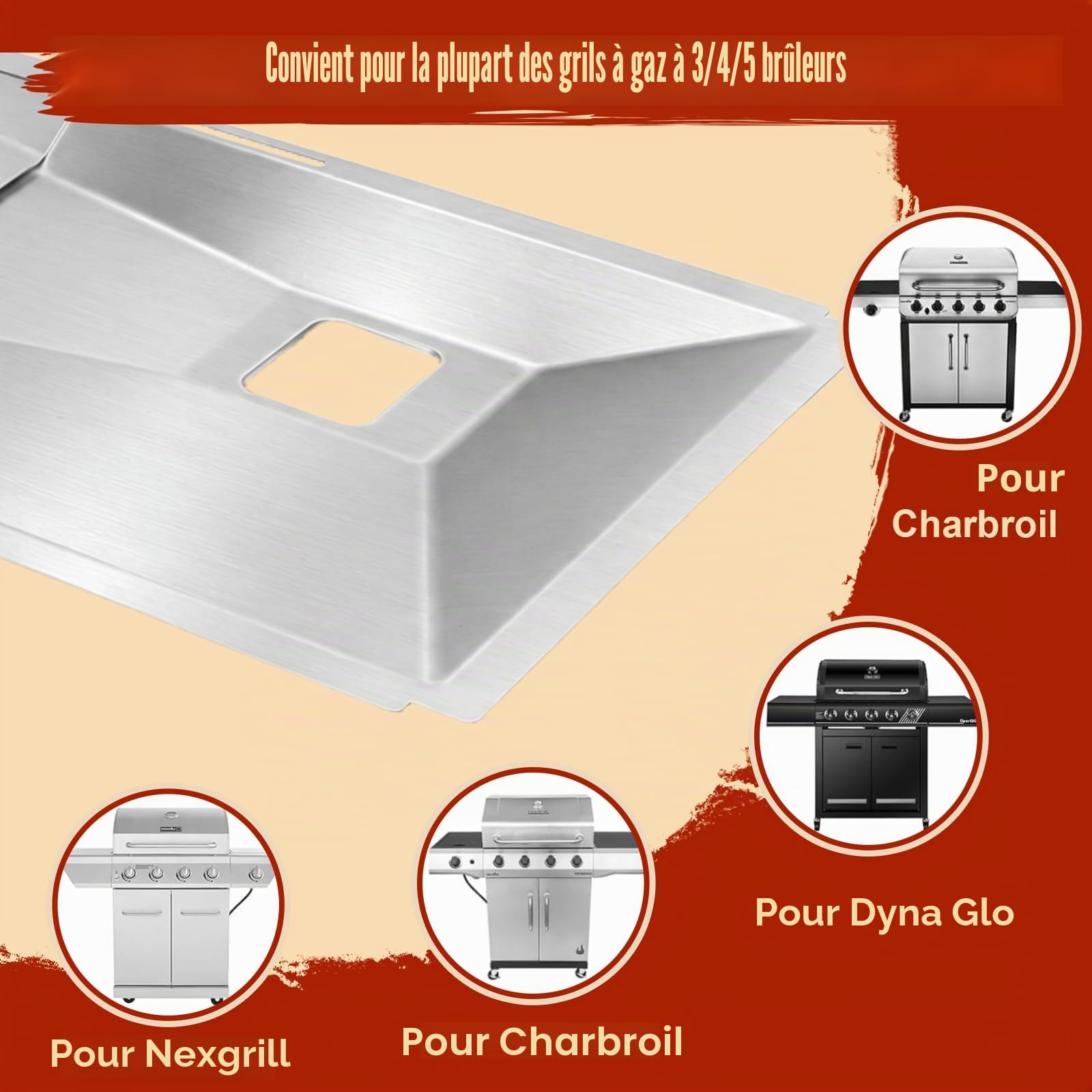 Denmay Bac à graisse universel, avec bac de récupération, bac d'égouttement réglable pour barbecue à gaz 3/4/5 brûleurs de Charbroil, Dyna Glo, Nexgrill, Kenmore et plus encore, bac récupérateur de