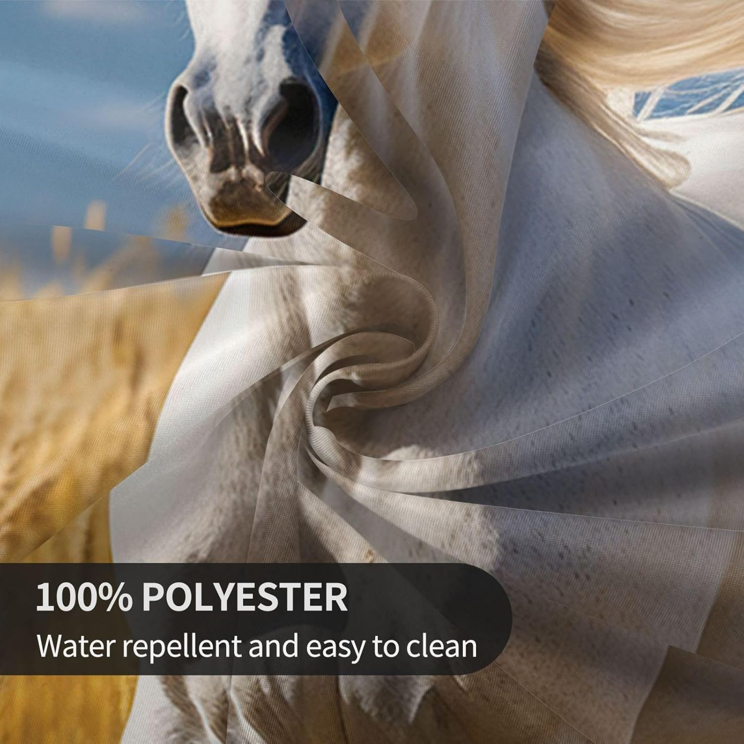 White stallion1 Print Wrinkle Free Dining Table Cover for Birthday Party Farmhouse Tablecloths Up to 60 x 60 Inches