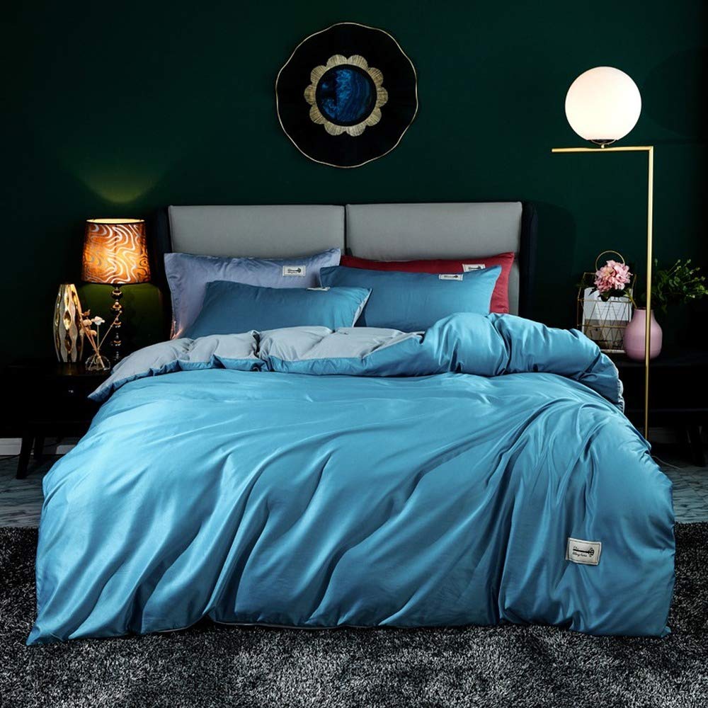 Housses de couette en soie lavée bleue pour transformer votre chambre en oasis nordique