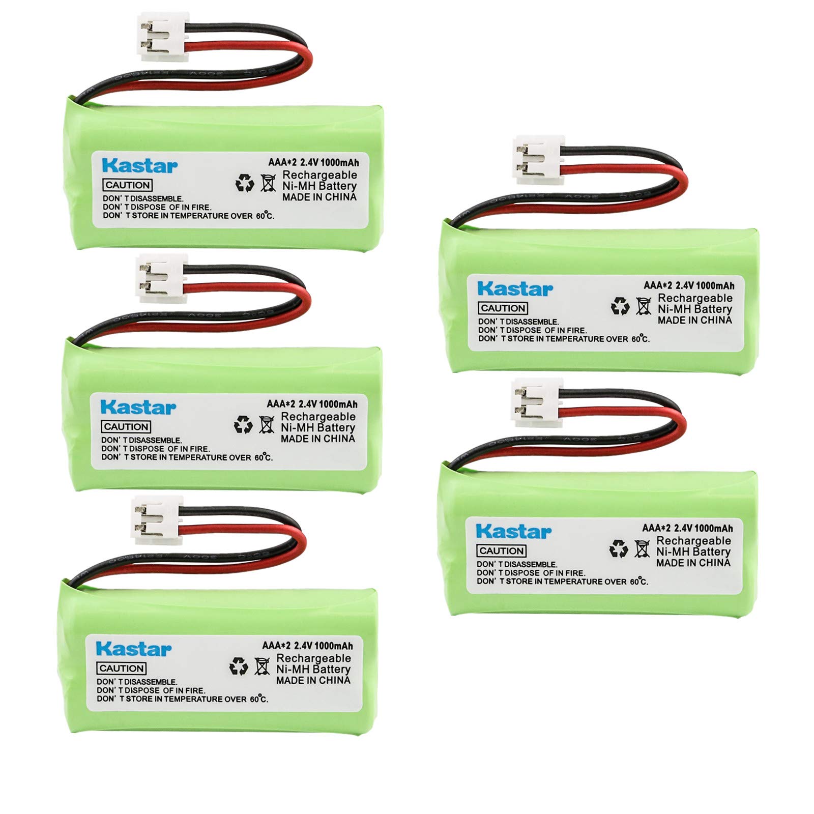 Kastar 5-PACK AAAX2 2.4V EH 1000mAh Ni-MH Rechargeable Battery for BT184342 BT284342 BT18433 BT28433 BT-1011 BT-1022 BT-1031 Vtech CS6229 DS6301 Uniden Wxi3077 ECT4066 DECT4096 Motorola Cordless phone