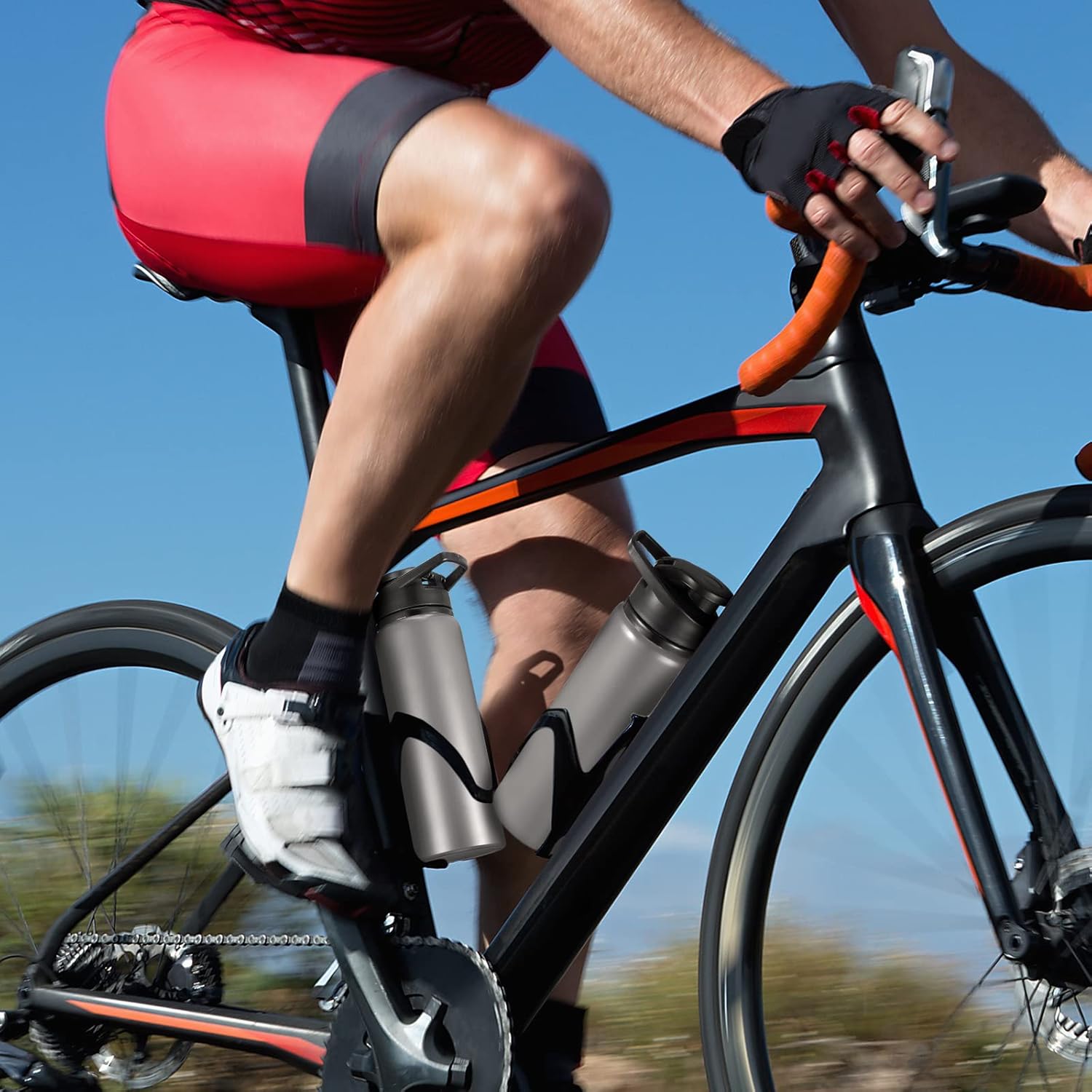 Chengu 10 Pcs 24oz Reusable Aluminum Water Bottle Bulk Operation Christmas Outdoor Lightweight Sports Water Bottles Easy Carry Leak Proof for Travel, Gym Camping Hiking Fishing, Snap Lid (Gray)