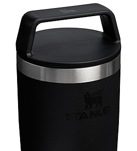 STANLEY Cafe To Go Travel Mug 16 oz | Leakproof Two-Part Drink Through Lid | Tumbler Cup for Coffee, Tea and Drinks | Insulated Stainless Steel Coffee Mug | BPA-Free | Black 2.0