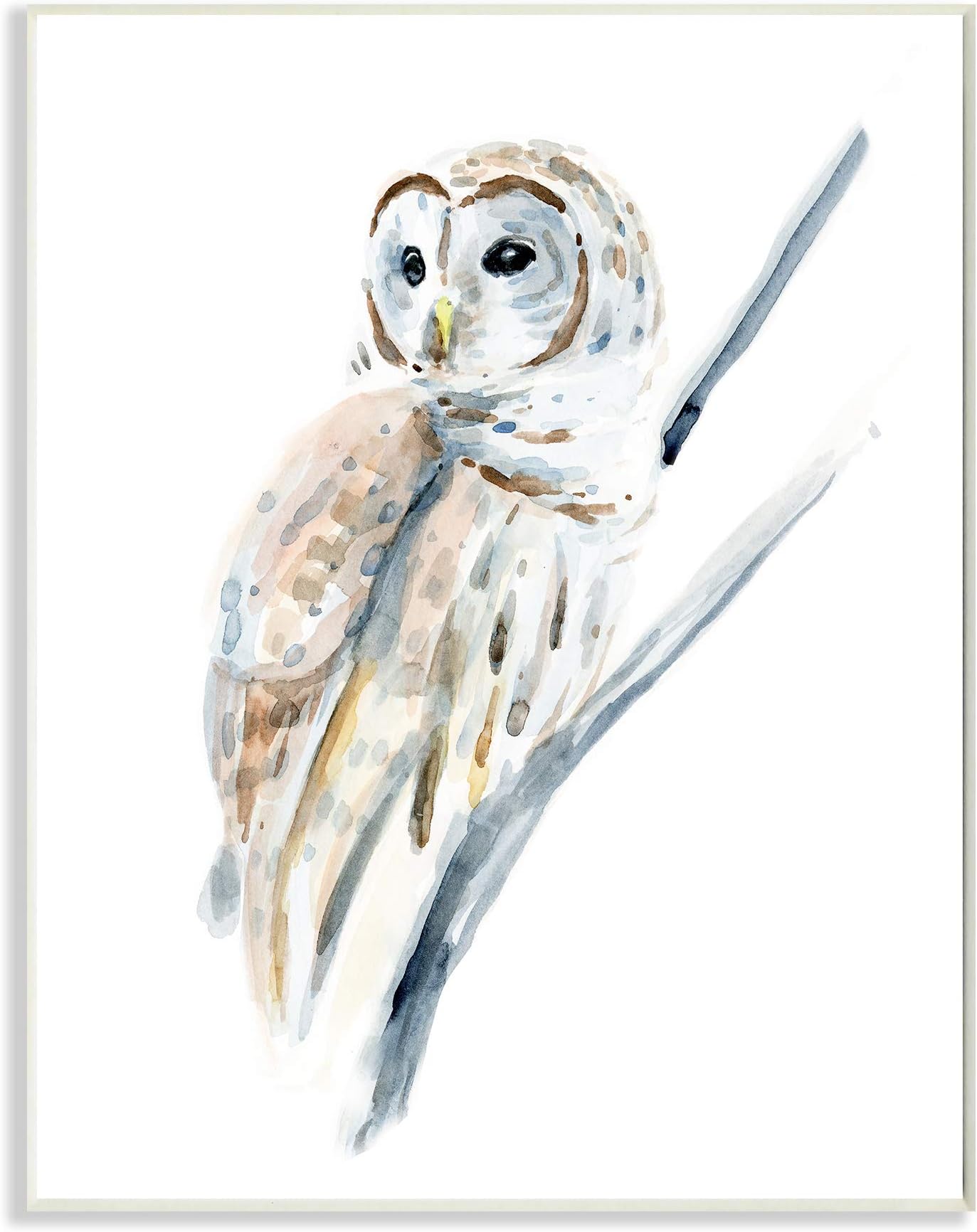 Stupell IndustriesSoft Arctic Owl Perched on Minimal Branch, Design by Annie Warren Wall Plaque, 10 x 15, White