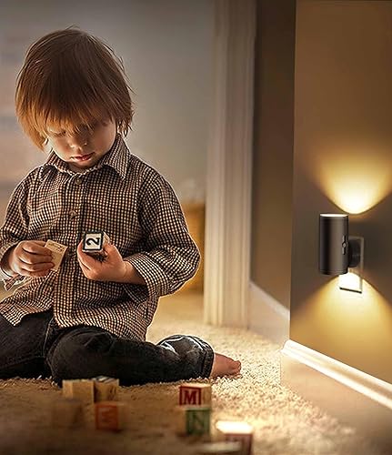 Miniatura 2 de Luces nocturnas LED enchufables a la pared, luz nocturna con sensor de atardecer a amanecer, brillo ajustable de 0-300 lúmenes, blanco cálido 2700