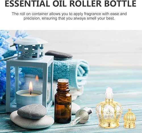 Miniatura 9 de Housoutil 10 unidades de muestras recargables en recipiente, botellas de perfume vintage, estilo Oriente Medio, botellas de vidrio para aceites