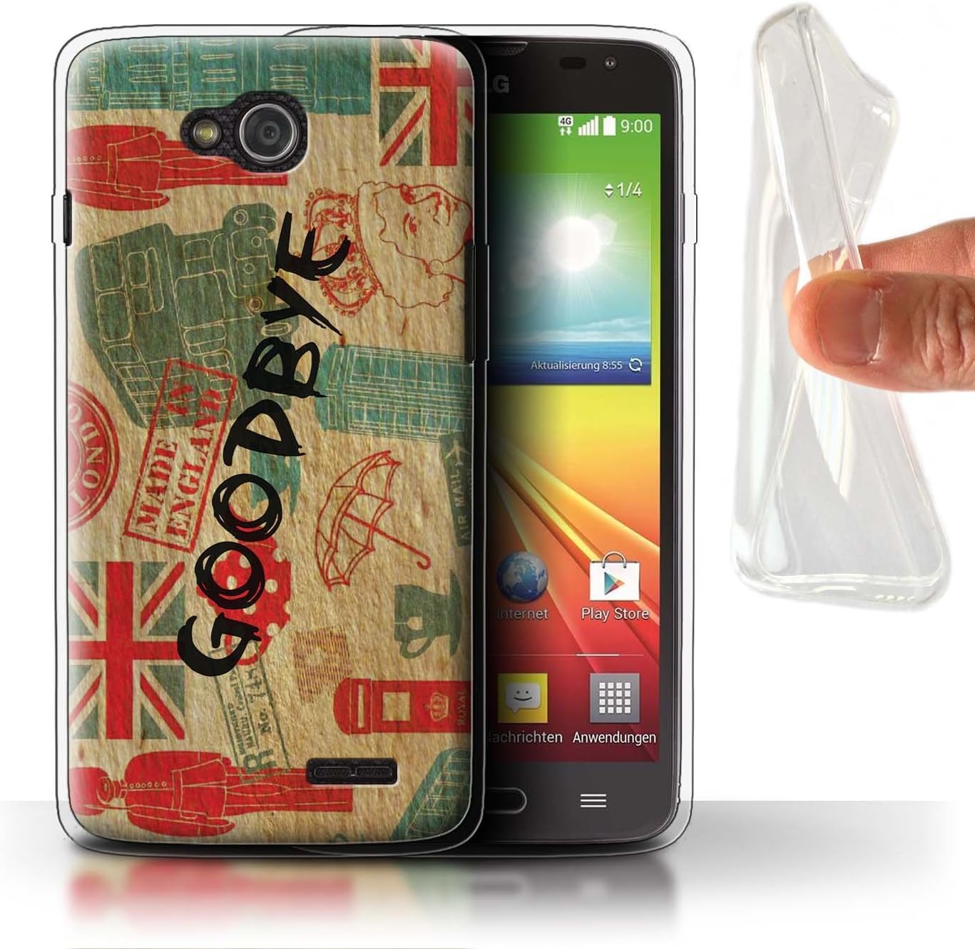 Stuff4 Phone Case for LG L90/D405 Great Britain/British Pride Goodbye Europe Design Transparent Soft Flexi Gel/TPU Cover