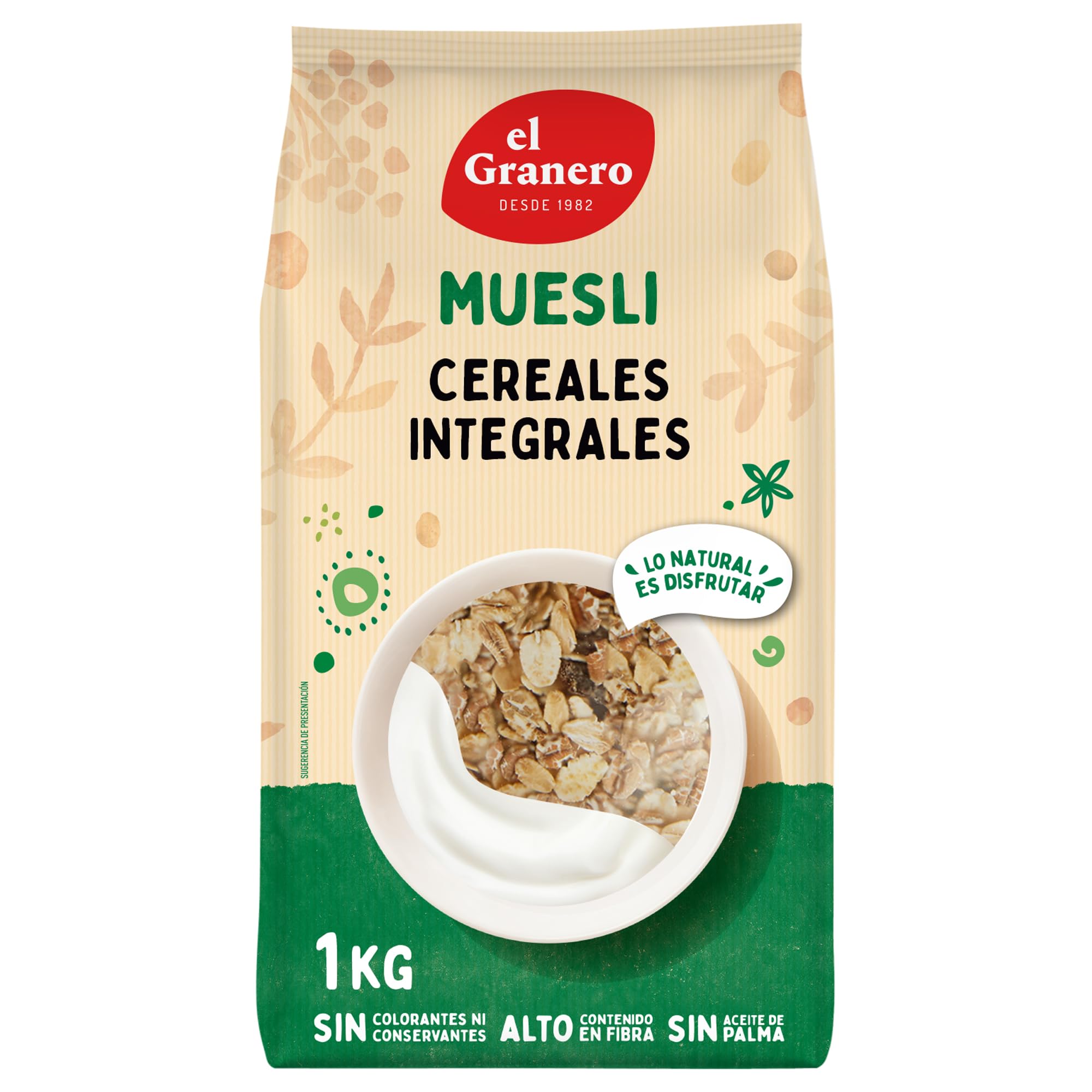 El Granero Integral - Muesli - 1 kg - Elaborado con Cereales y Frutas Deshidratadas - Gran Fuente de Energía - Refuerza el Tránsito Intestinal - Ideal para el Desayuno - Apto para Veganos
