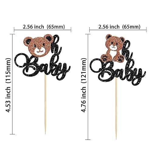 Miniatura 9 de Gyufise 24 piezas de decoración para cupcakes Bear Oh Baby con purpurina dorada de oso Oh Baby para cupcakes Bear Oh Baby, decoración de cupcakes