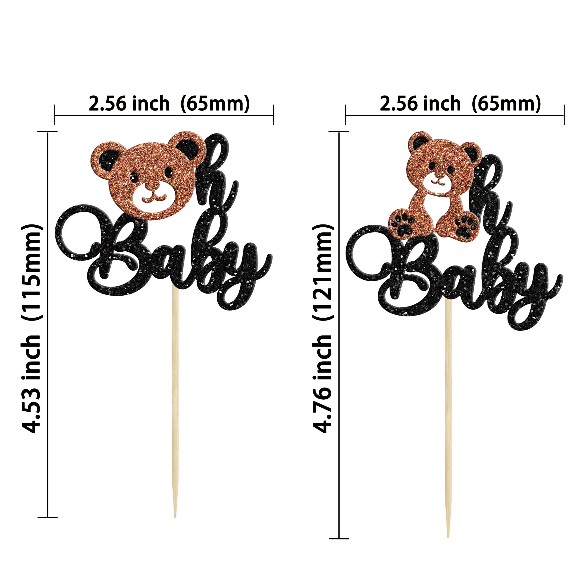 Gyufise 24 Pcs Bear OH Cupcake Toppers Jungle Animals Themed Baby Shower Decorations & Supplies