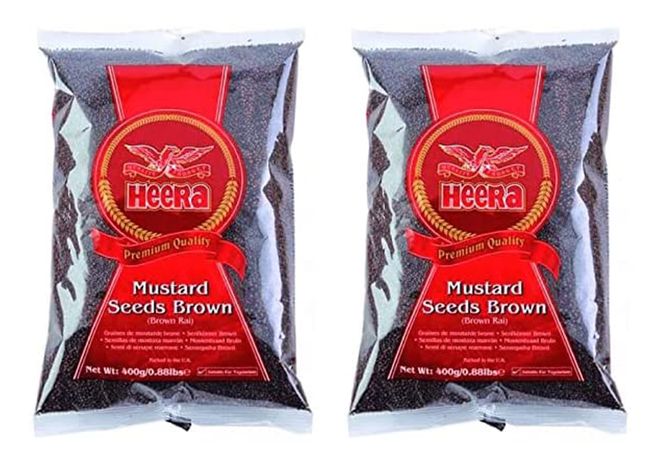 Heera Brown Mustard Seeds (Rai Seeds) 400g (Pack of 2) – Enhances The Flavour Foods - A Must-Have Spice Seeds In Kitchen - A Nutrient-Dense, Healthful Seeds