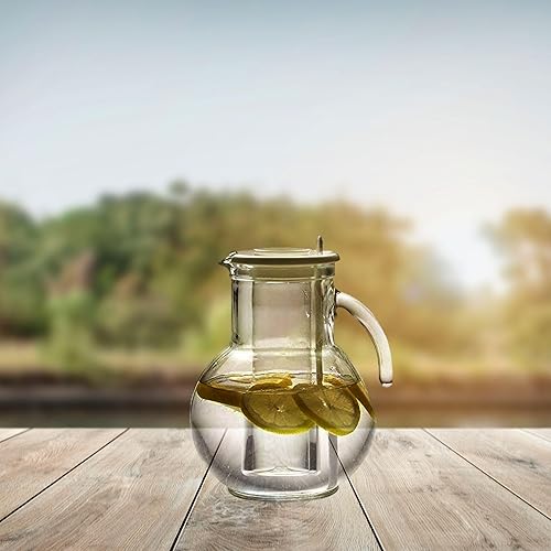 Miniatura 7 de Bormioli Rocco Kufra - Jarra de vidrio con recipiente para hielo, barra de agitación y tapa, 67.75 onzas, color blanco