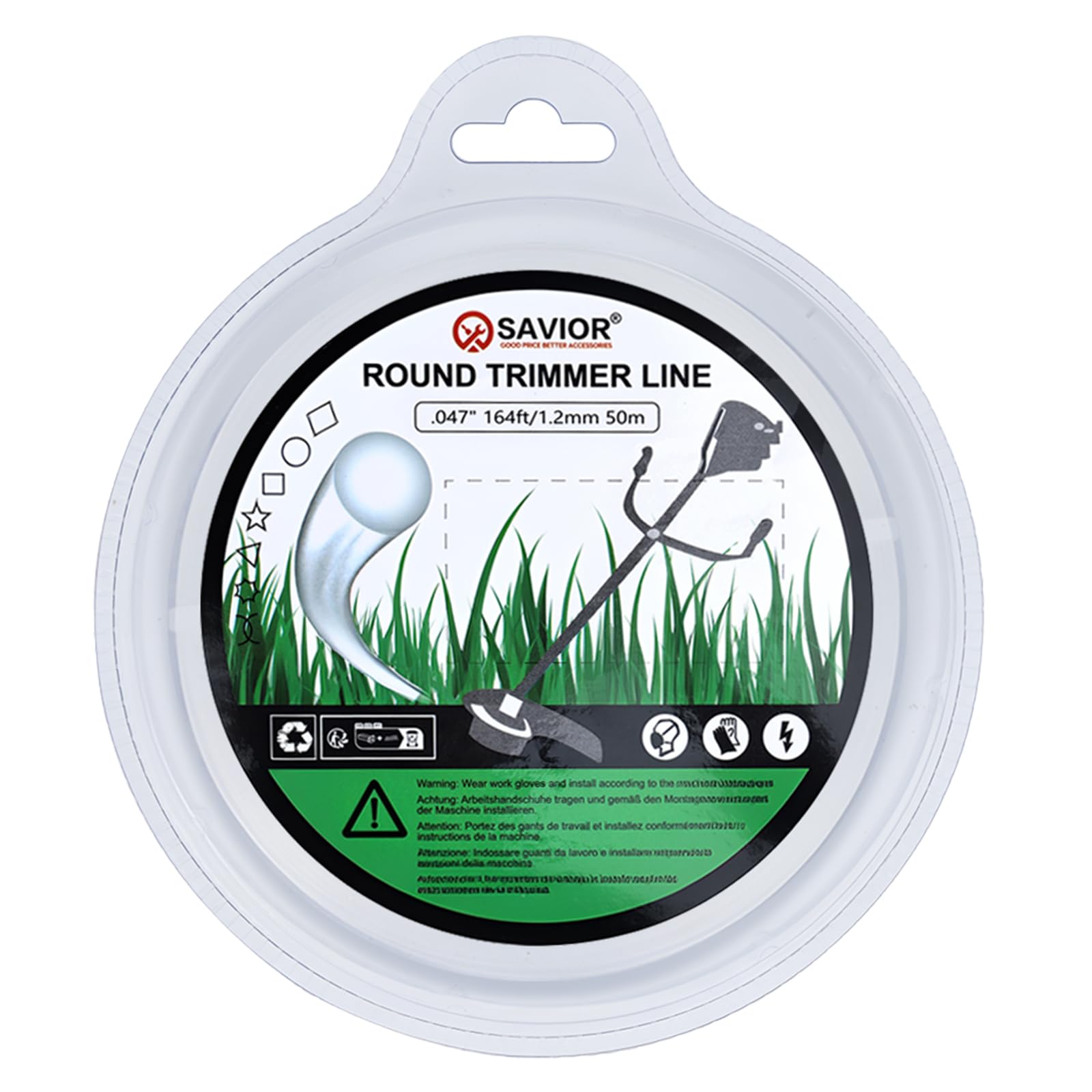 Savior 30M 2mm Strimmer Wire Universal String Trimmer Line Nylon Strimmer Cord 1.2mm 1.6mm 2.0mm 2.4mm 3.0mm Grass Strimming Cable for Garden Weeds Flower Beds (2mm x 30m Round) — view 14