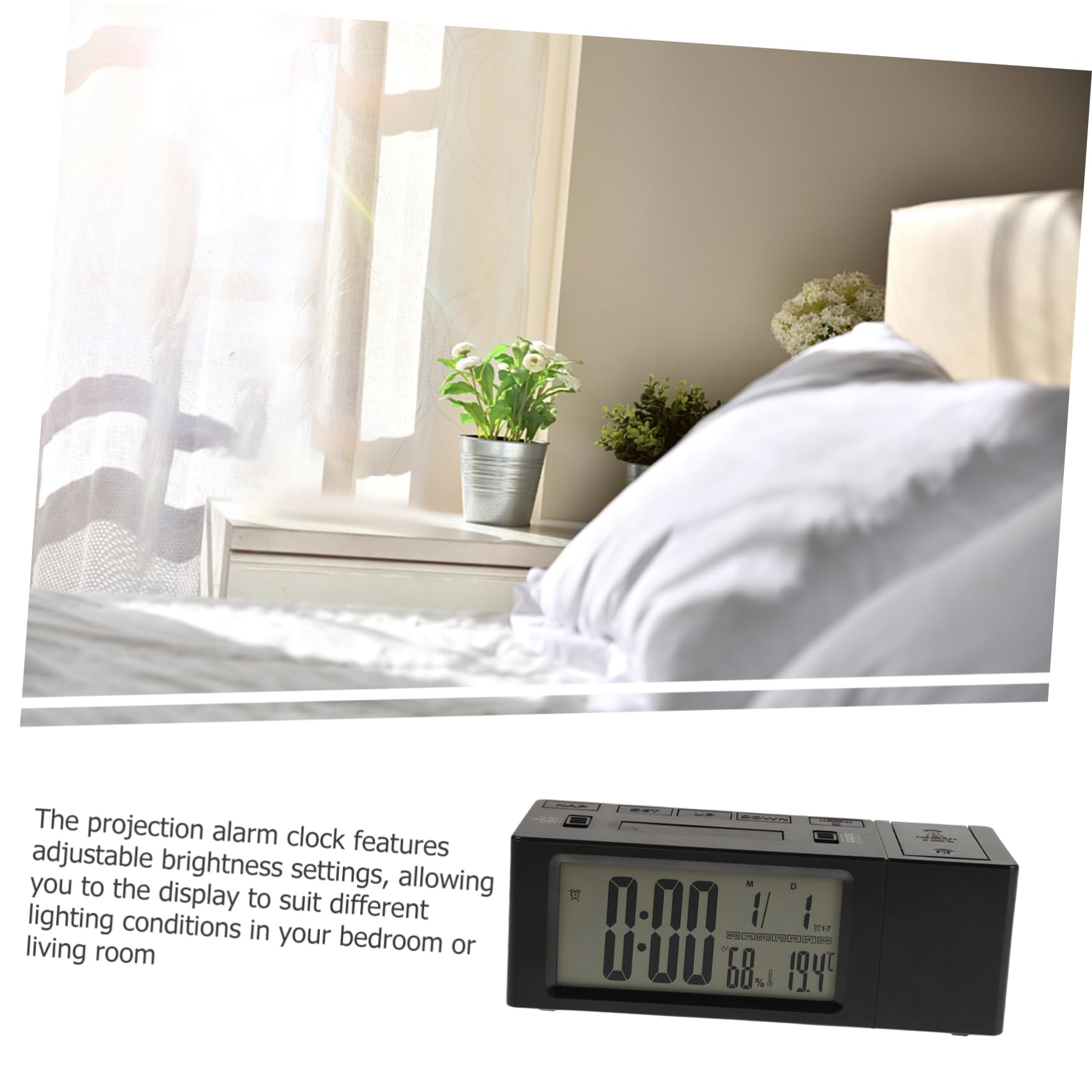 Reloj Despertador Digital Proyección, Pantalla Led, Luz Nocturna y Función Silenciosa, Adecuado para Dormitorio Infantil y Salón