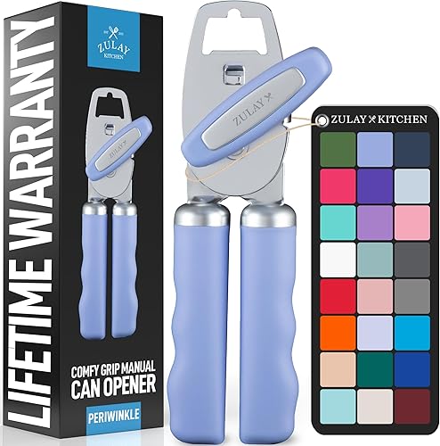 Miniatura 16 de Zulay Kitchen Abrelatas manual de acero inoxidable resistente con abridor de botellas, abrelatas manual a prueba de óxido con perilla giratoria y