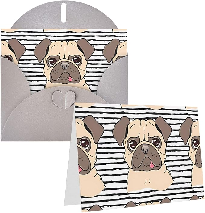 Lustige Happy MopsHundeGrußkarten, leere Karten und Umschläge