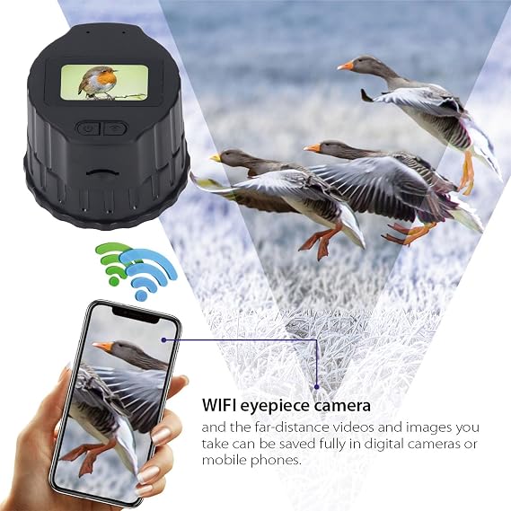 WLAN Telescope Eyepiece Camera for Astronomy, 4MP Electronic Eyepiece Camera, 1.5 Inch TFT Screen Planetary Camera for Astrophotography, Bird Watching (32GB)