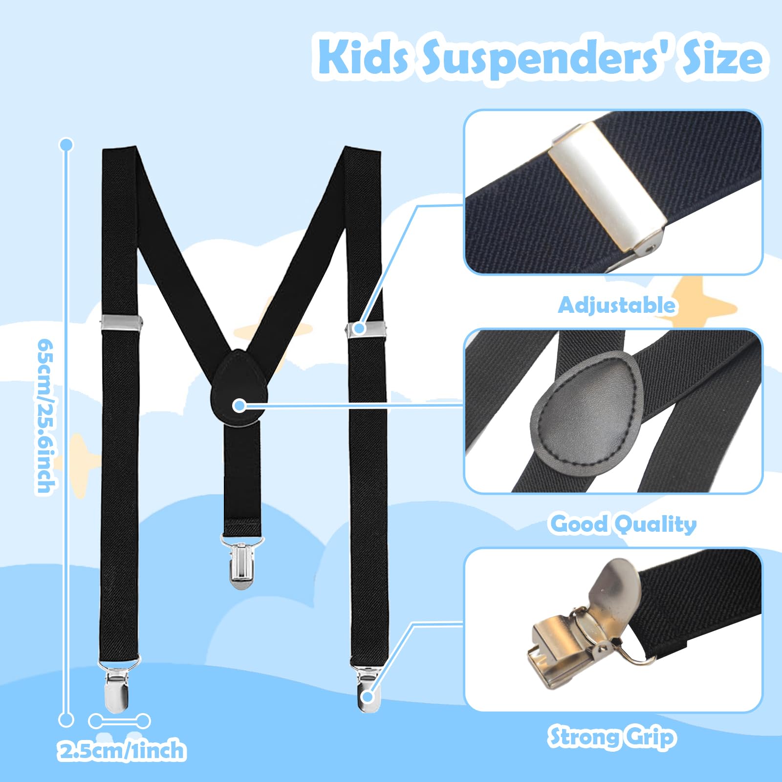 Kids Suspenders,Suspenders for Boys,Kids Bow Tie,Bow Ties for Boys,Toddler Bow Tie,Boys Suspenders,Boys Tie,Baby Suspenders,Boys Suspenders and Bow Tie Set,Nerd Costume for Kids,Kids Suspenders Black