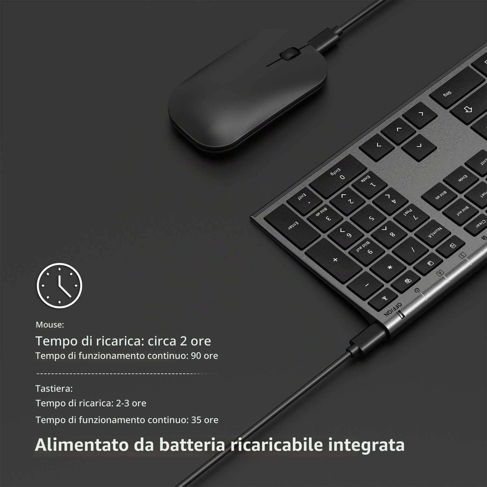 seenda Set tastiera e mouse wireless, ultra sottile e alluminio, QWERTZ
