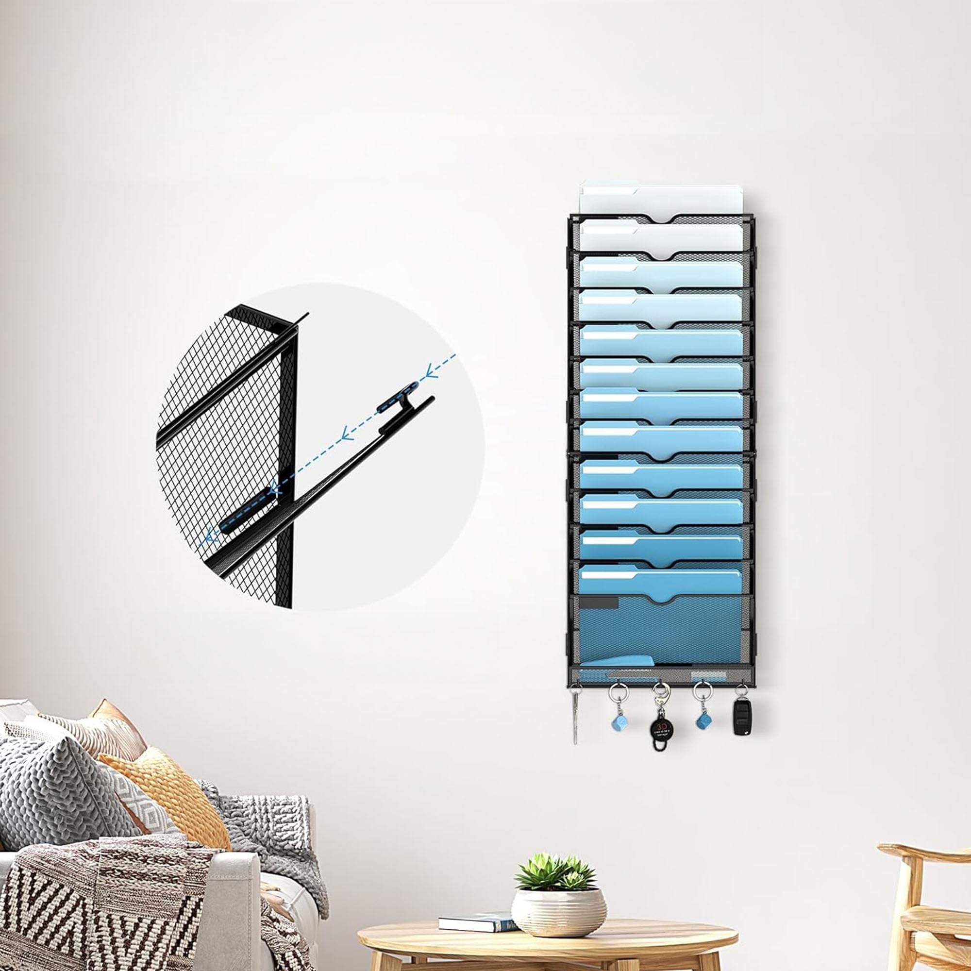 SUPTIDY Wandordnerhouder, 14 etages, hangmappen organizer, voor