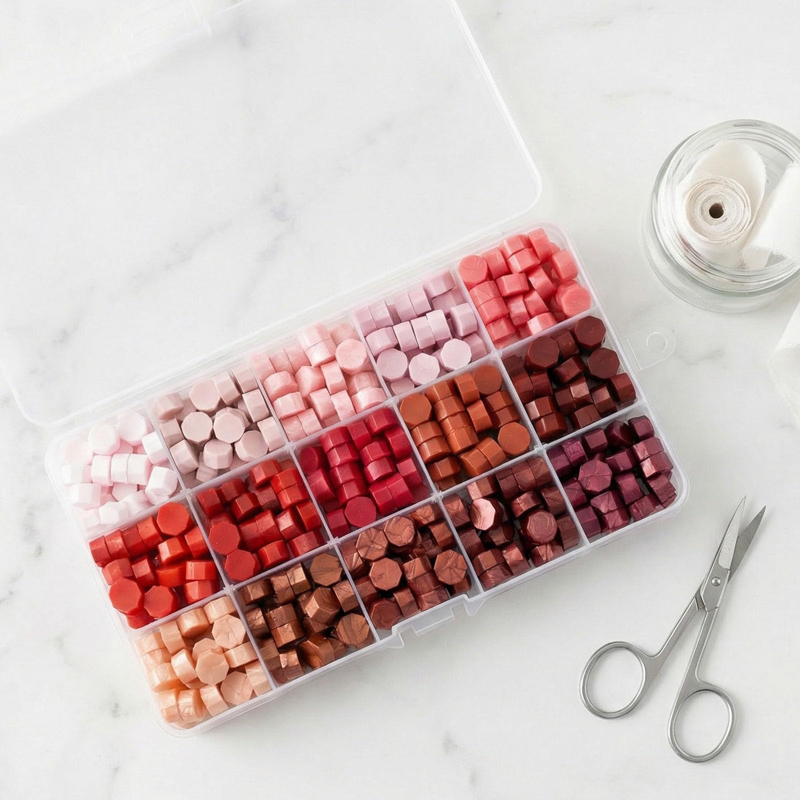 Ensemble de Tampons de Cire, 375 Perles Octogonales, 15 Couleurs, Chauffant, pour Mariage, Enveloppe, Cadeaux