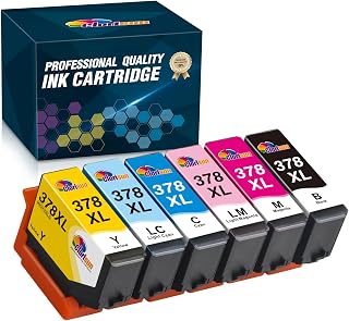 Clorisun 378XL Ink Cartridges Multipack for Epson 378 378XL Ink for Epson Expression Photo XP-8700 XP-8500 XP-8600 XP-8605 XP8500 XP8600 Printer(Black,Cyan,Magenta,Yellow,Light Cyan,Light Magenta)