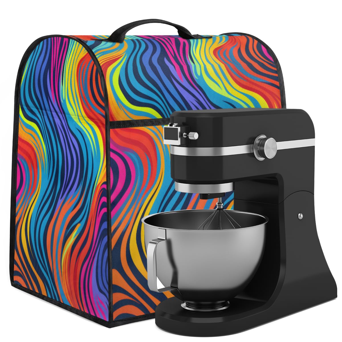 Coffee Maker Cover Colorful Zebra Texture Kitchen Appliance Covers Small Appliance Covers Blender Cover Juicer Cover Dust Covers for Kitchen Appliances with Top Handle and Pockets,Washable,B818