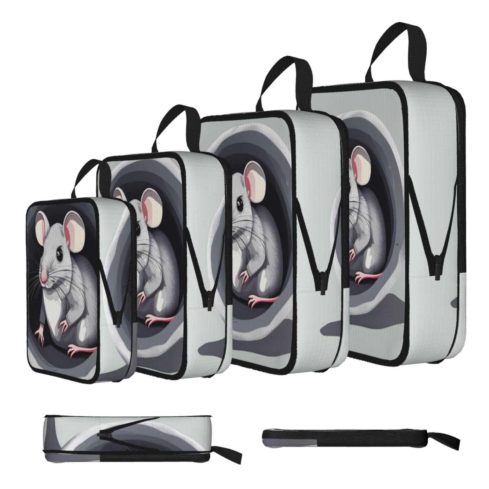 Sxzvvbn Black Mouse In The Hole Compression Packing Cubes 4 Piece Set