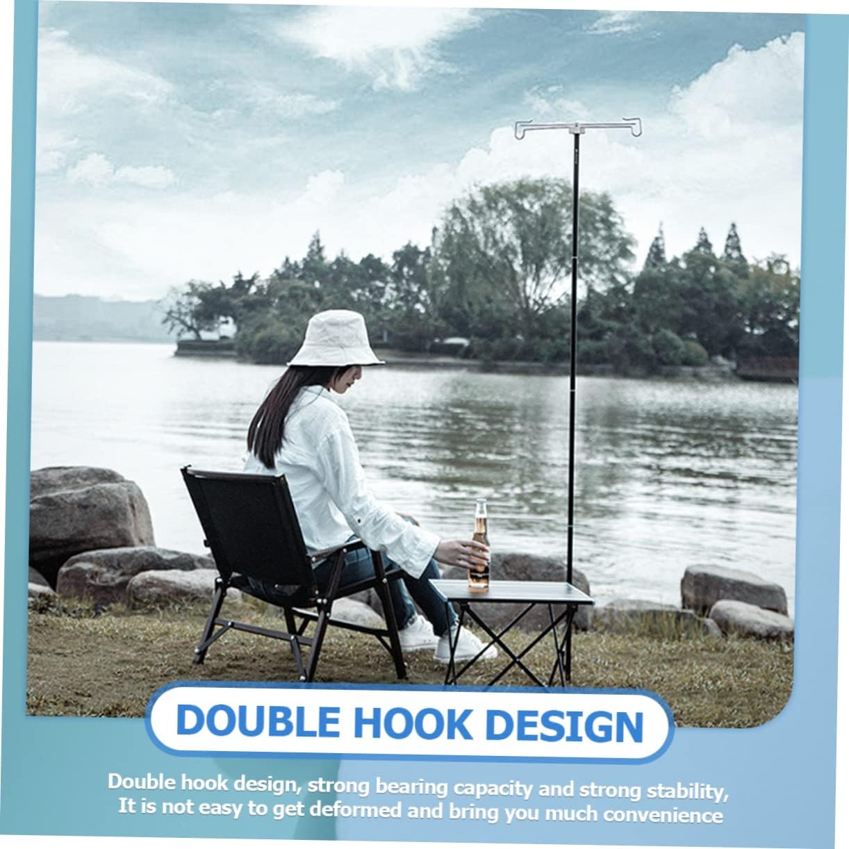 1set Outdoor Folding Lamp Rack for Camping Lightweight Bracket Double Hooks Portable and Lantern Stand for Campers and Emergencies