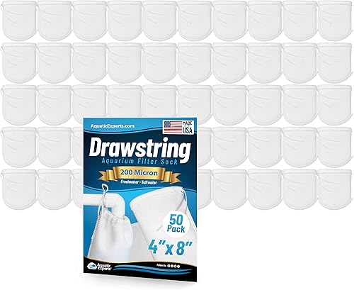 Miniatura 11 de Aquatic Experts Calcetines con filtro de cordón de 200 micrones, diseño sin anillo para sumideros, acuarios de agua salada y agua dulce, hechos a