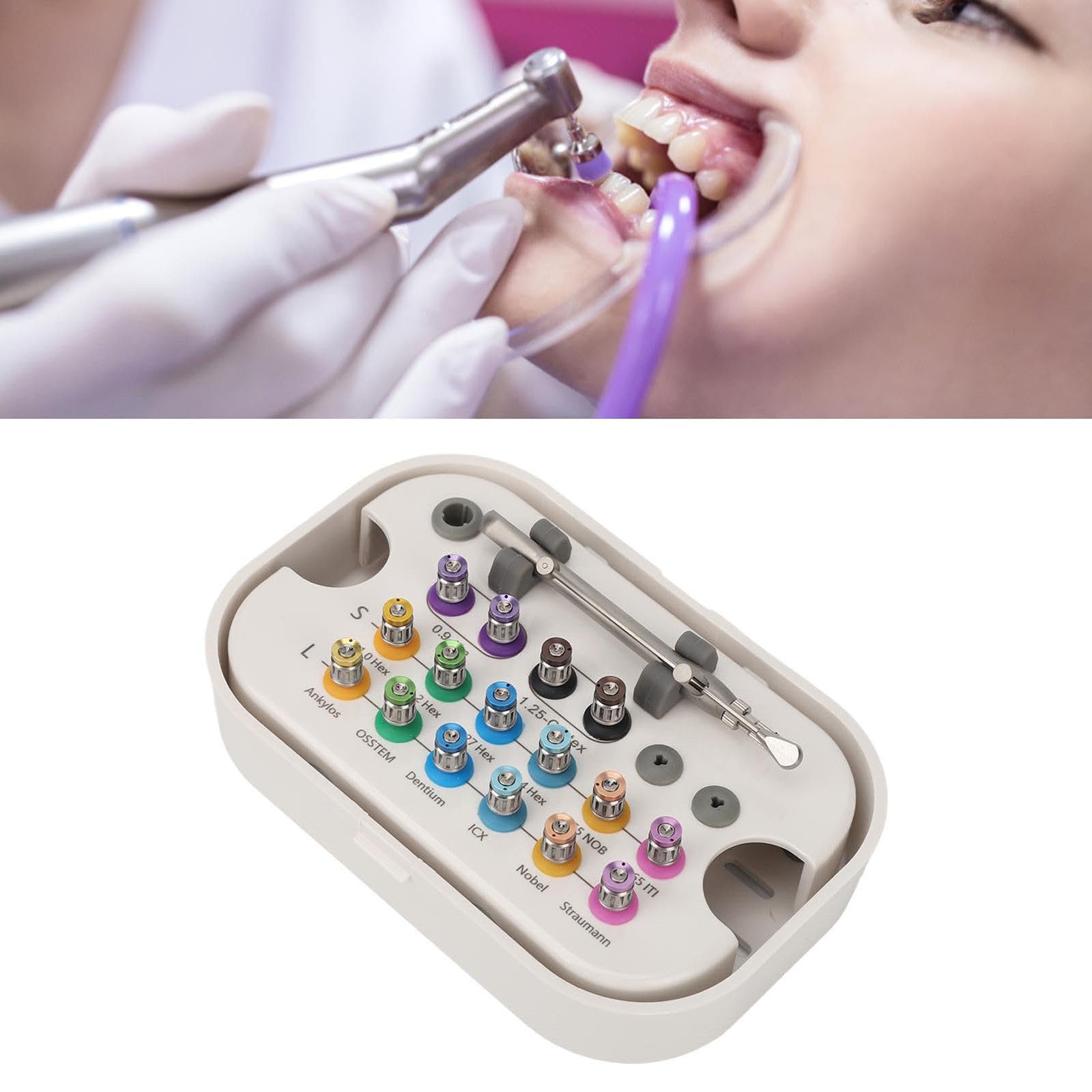 Kit di Strumenti dentali universali per Chiavi dinamometriche in Acciaio Inossidabile per Vari sistemi implantari - Impugnatura ergonomica Antiscivolo